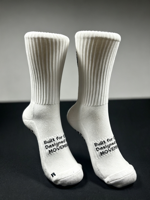 FW Sportswear Performance Grip Socks 2.0 front view showing branding, toe reinforcement and breathable mesh upper.