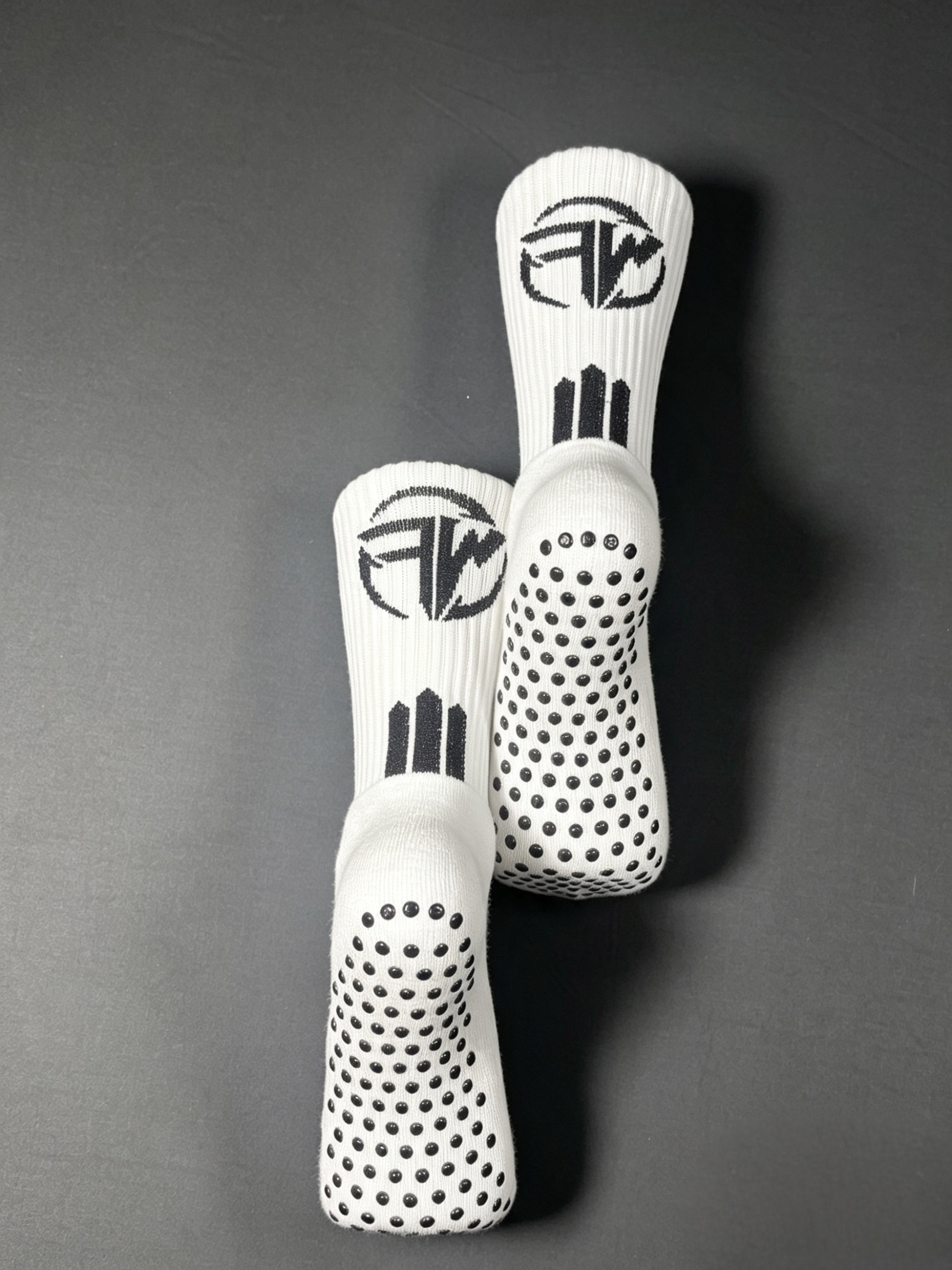 FW Sportswear Performance Grip Socks 2.0 view showing high grip technology on base plate.